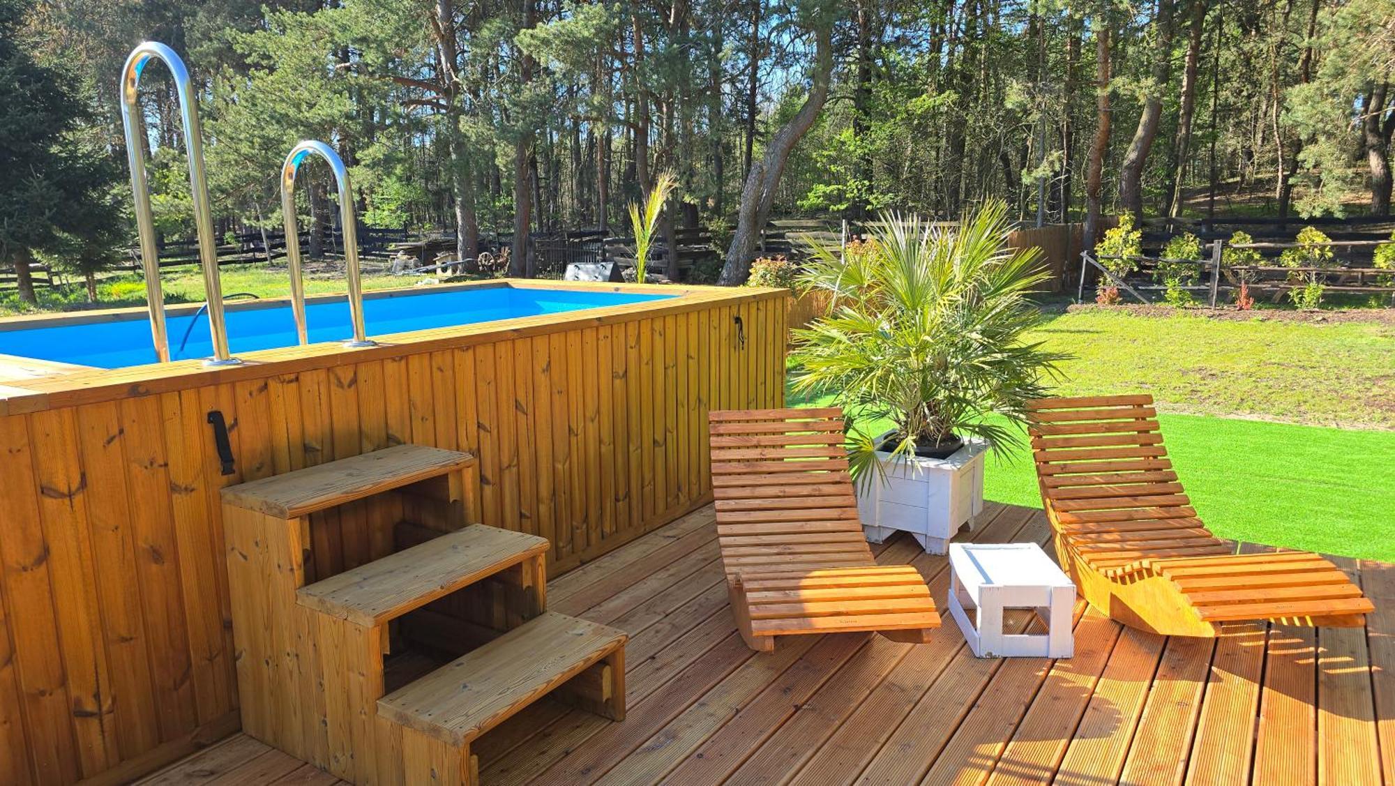 Vip Village Las Woda Rower - Podgrzewany Basen, Balia, Sauna Miedzierza エクステリア 写真